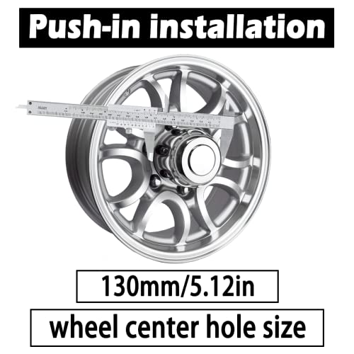Rheedal 2Pcs 5.15Inch Trailer Wheel Center Caps Push Thru 5.15" Bore 4.92" Tall For Wheel Rim, Chrome Silver Wheel Cover #TOP3