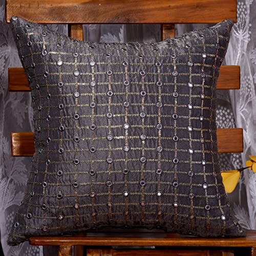 SCARLETT LINENS Embroidered Throw Pillows 18x18 inches Set of 2