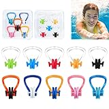 Nasenklammer Schwimmen 10 PCS Nasenklammer Schwimmen Kinder Anti-Rutsch Nasenklammer Geeignet für Kinder (ab 7 Jahren) und Erwachsene für Schwimmanfänger Geeignet mit Aufbewahrungsbox Mehrfarbig