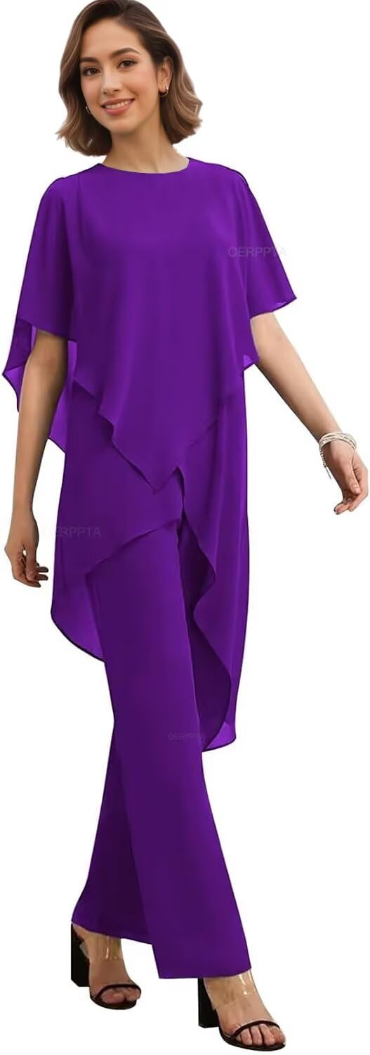 Chiffon Mother of The Bride Pant Suits for Wedding 2026 Formal Pantsuits for Women Casual