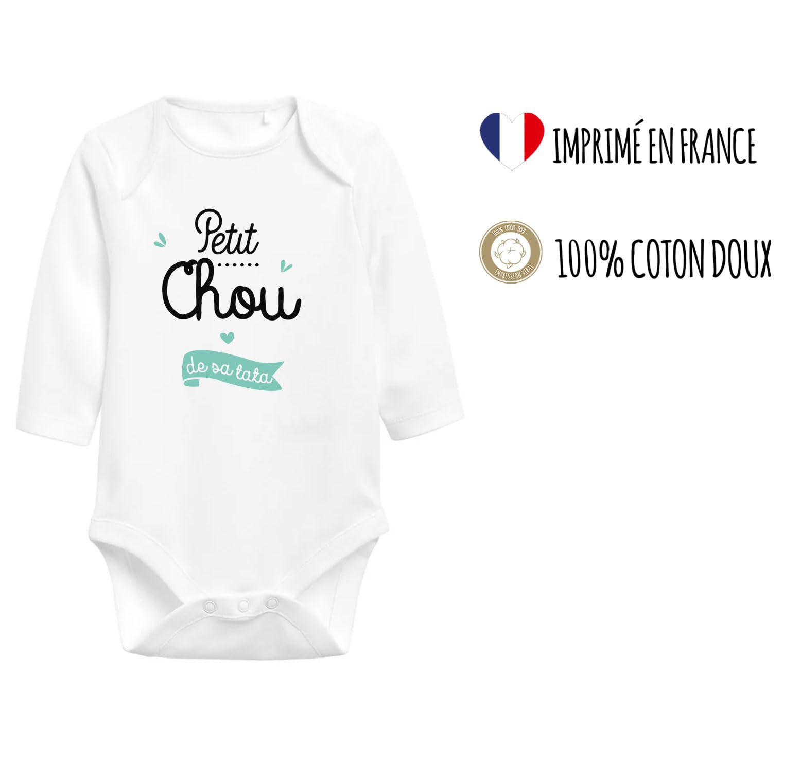 Body Bébé Garçon Ou Fille Petit Chou De Sa Tata Idée Cadeau Naissance Noël Anniversaire - Imprimé en France (Manche Longue)