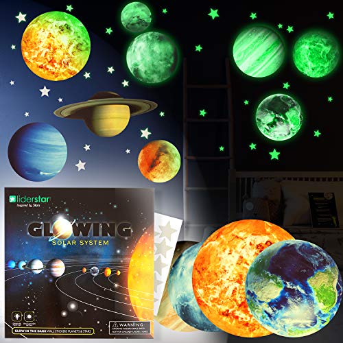 Glow In The Dark Stars And Planets, Bright Solar System Wall Stickers -Glowing Ceiling Decals For Kids Bedroom Any Room,Shining Space Decoration, Birthday Christmas Gift For Boys And Girls #TOP1
