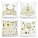 Johouse Christmas Pillow Covers, 4 Pack of High-Temperature Hot-Stamped Snowflakes Christmas Happy Decorative Sofa Pillowcase, 18 x 18 inches, Super-Soft Short Plush Fabric