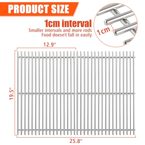 7528 Cooking Grates for Weber Genesis 300 Series E310/320/330, S310/320/330, EP310/320/330, Replacement for Weber 7528 7524, 7.02mm Solid Food Grade 304 Stainless Steel by KEESHA - Image 2