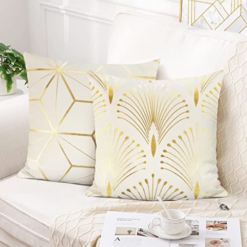 Bonhause Federe per Cuscini Geometrico Oro 45x45cm...