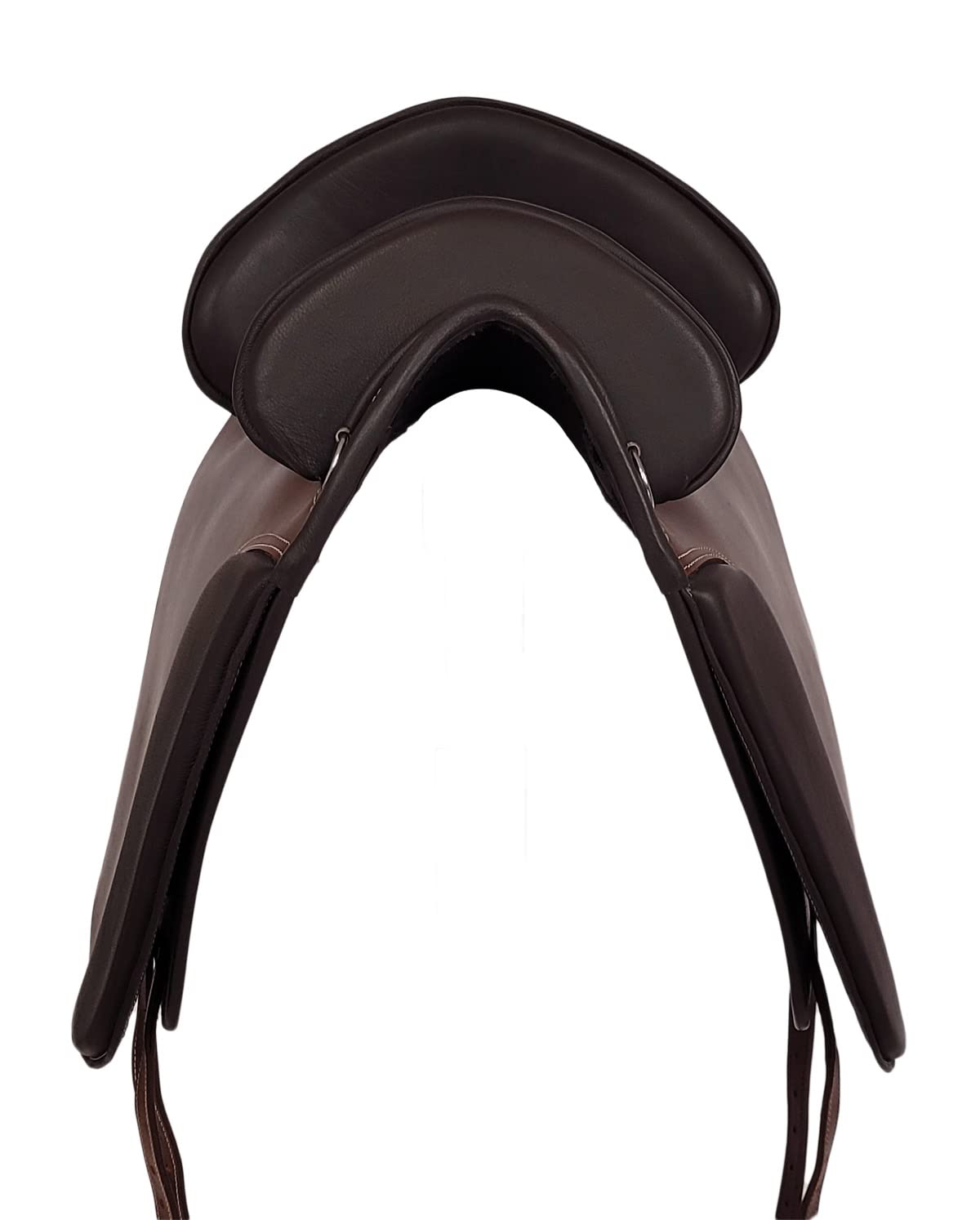 A&M Reitsport Baumloser spanischer Sattel Catalana Braun, mit weißen Nähten, Größe:32cm