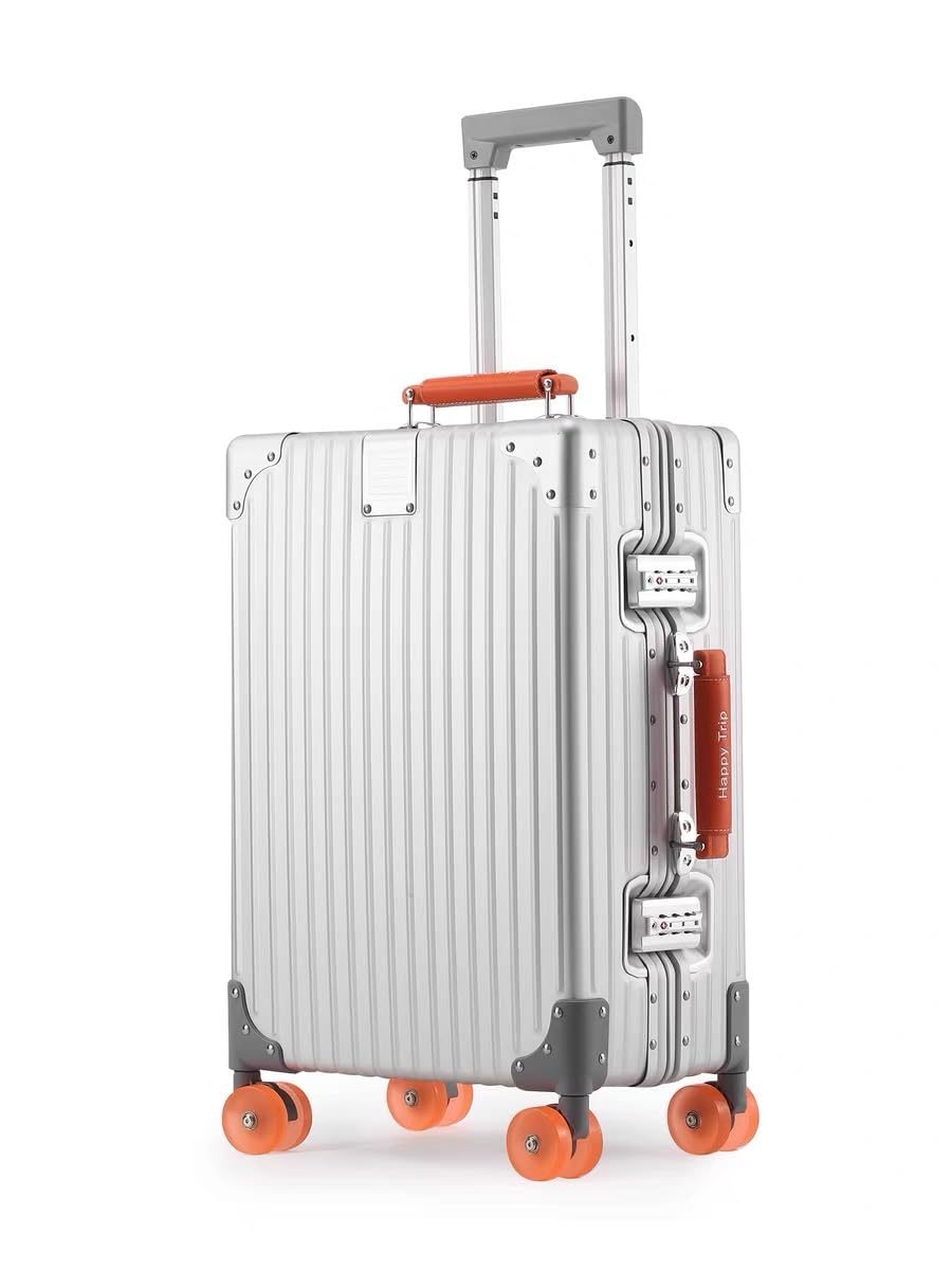 View 1 of **BOTH SUITCASES ARE DENTED, LARGER ONE MISSING A LATCH** ASCG Aluminum 2-Piece Luggage Set (20"/28")