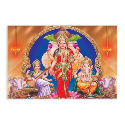 QUYHGAG Art Lakshmi Ganesha - Lienzo decorativo para pared, pinturas para decoración de sala de estar, dormitorio, 30 x 45 cm