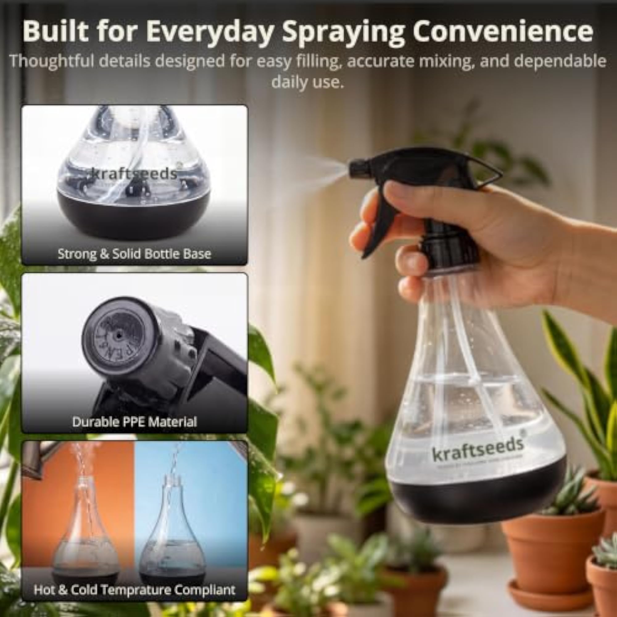 770ml Spray Bottle for Plants, Compact Water Spray Bottle