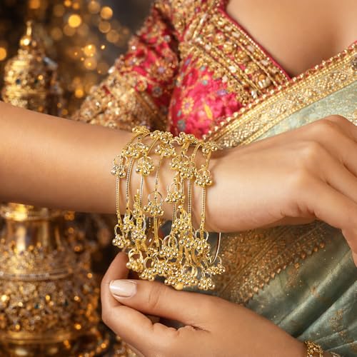 Image of Shining Diva Fashion 8 Pcs Traditional Stylish Ghungroo Kashmiri Bangles Set for Women & Girls