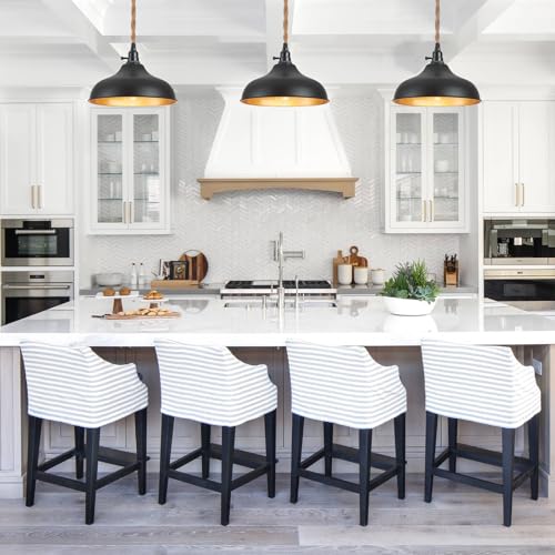 Image of 3 Light Plug in Pendant Lights Dome Hanging Lamp with Switch 22 Ft Long Hemp Rope Farmhouse Pndant Light Cord Lighting Fixture DIY Hanging Light