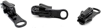 Zipper Repair Kit - #5 YKK Vislon Reversible Fancy Sliders - Choose Your Color - 3 Sliders Per Pack & 6 Top Stops Made in The United States Black