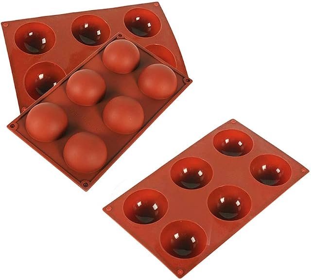 Zueyen 3 Pack 6 Cavities Large Hemisphere Dome Silicone Mold, Silicone Cake Mold Jelly Pudding Candy Chocolate Molds Trays Non-Stick Silicone Fondant Moulds for Baking Cake Chocolate Making