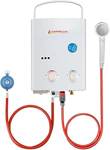 Camplux AY132Max 5L Gasdurchlauferhitzer mit Stütz, Freistehender LPG