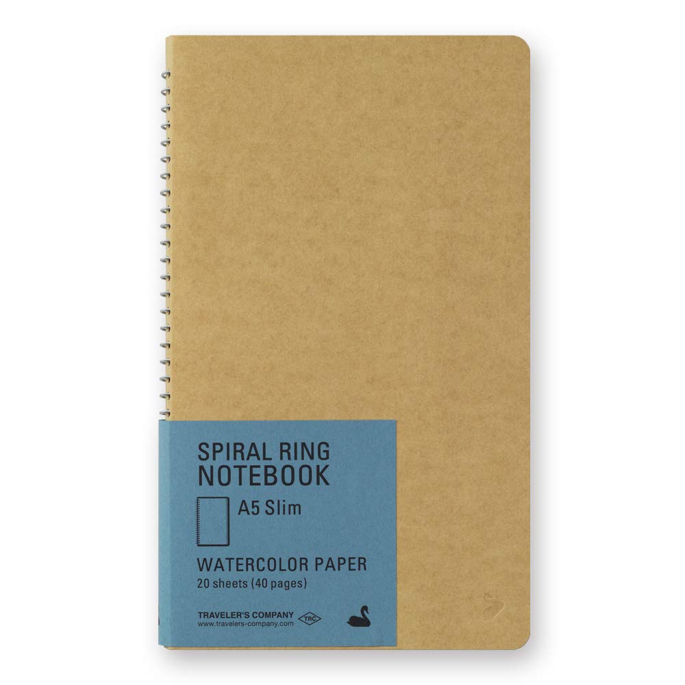 Traveler's Notebook A5 Slim Spiral Bound Watercolor 20 Sheets 40 Pages