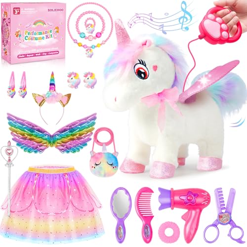 SOLIEHOO Unicorn Toys for Girls Age 4-6 Unicorns Gifts, Walking Talking Singing Interactive Toy, Remote Control Plush Unicorn's Pet Care Toy,...