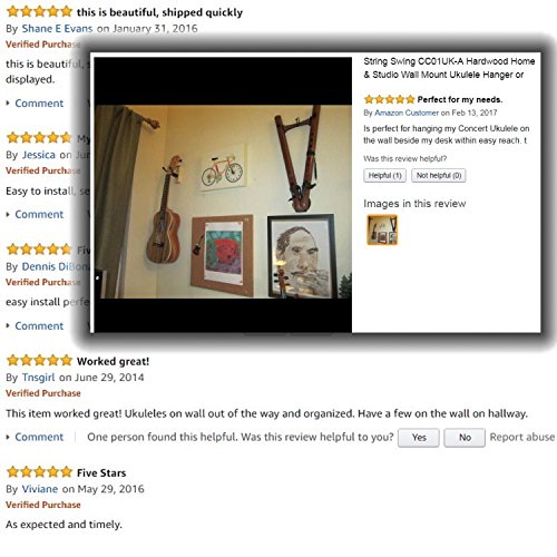 image for String Swing Wall Mount Ukulele Hanger Hardwood Ukele or Mandolin Wall