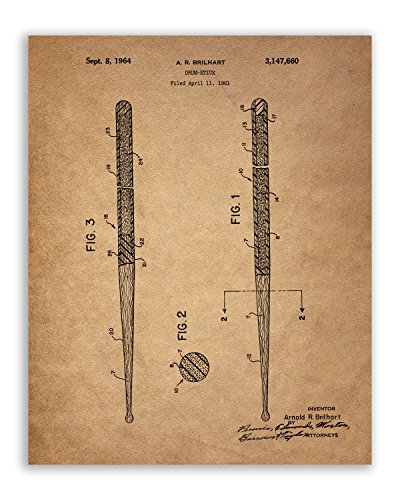 Drum Patent Prints - Set of 4 (8 inches x 10 inches) Photos Vintage Wall Art Decor