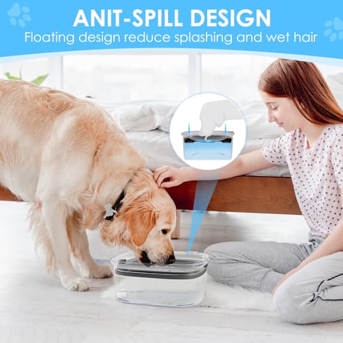 Heouvo Hunde Wassernapf ohne Verschütten, Knapp 2.5L Großer Auslaufsicherer Hundenapf, Anti-Spritz Wasserspender, Tropffreier Trinkwassernapf Langsames Trinken für Schlabbernde Hunde