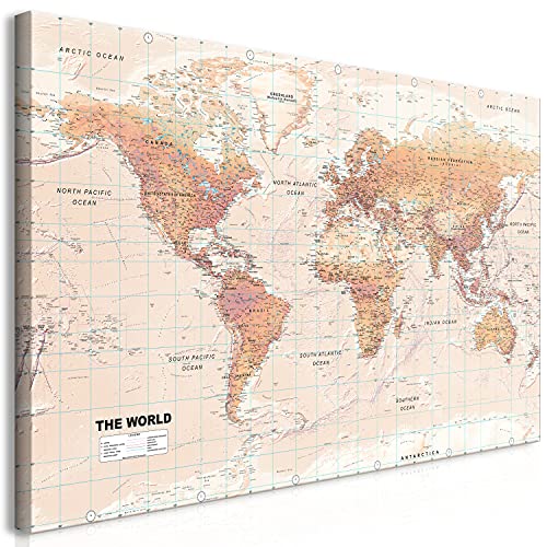 murando Cuadro Mega XXXL Mapa del mundo 170x85 cm Cuadro en Lienzo en Tamano XXL Grande Gigante Imagen Para Montar por uno Mismo Decoración De Pared DIY marrón mapa k A 0207 ak g