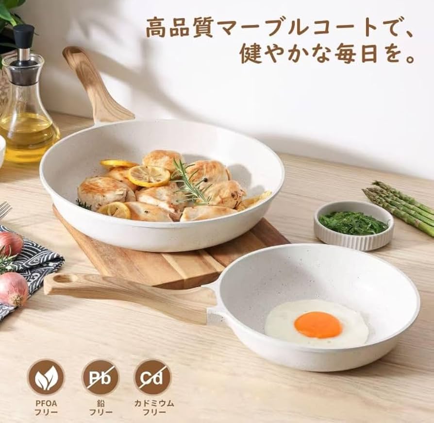 SENSARTE フライパン セット 9点 IH・ガス火対応 ホワイトマーブル SENSARTE フライパン セット 9点 IH・ガス火対応 ホワイト