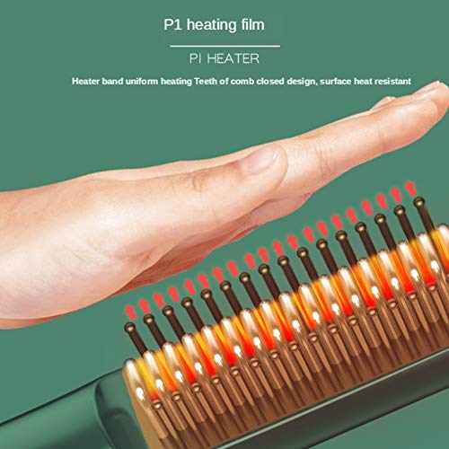 Plancha para el cabello inalámbrica 2 en 1 profesional, peine caliente anti-permanente y cepillo alisador miniatura 6