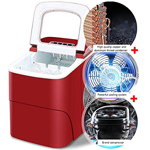 Máquina fabricadora de hielo para mostrador doméstico, tamaño mini, automática, 9 cubos listos en 6-11 minutos, portátil, con cuchara y canasta para hielo qujunji miniatura 3