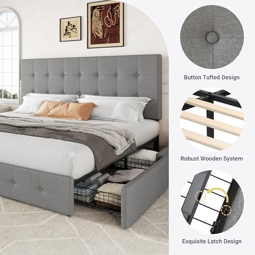 Luxury Upholstered Platform Bed Frame