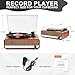 Vinyl Record Player with Speakers,3 Speed Turntable with Latest Bluetooth 5.3, Aux Input, Headphone Jack, RCA Output and Auto Stop, Mirror Vintage Wooden Brown