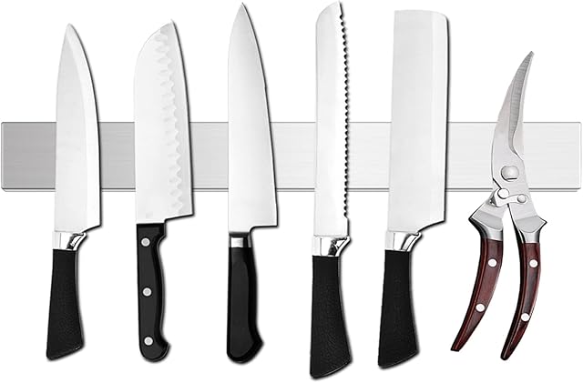 16 Inch Stainless Steel Magnetic Knife Storage Strip,Knife Bar Block Magnet, Strong and Secure Magnetic Knife Rack for Metal Kitchen Utensils, Wall or Fridge Holder Tool Holder