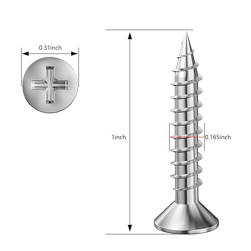 Miniatura 5 de (155 piezas) Tornillo de madera rápido metal autorroscante cabeza plana 304 kit de acero inoxidable