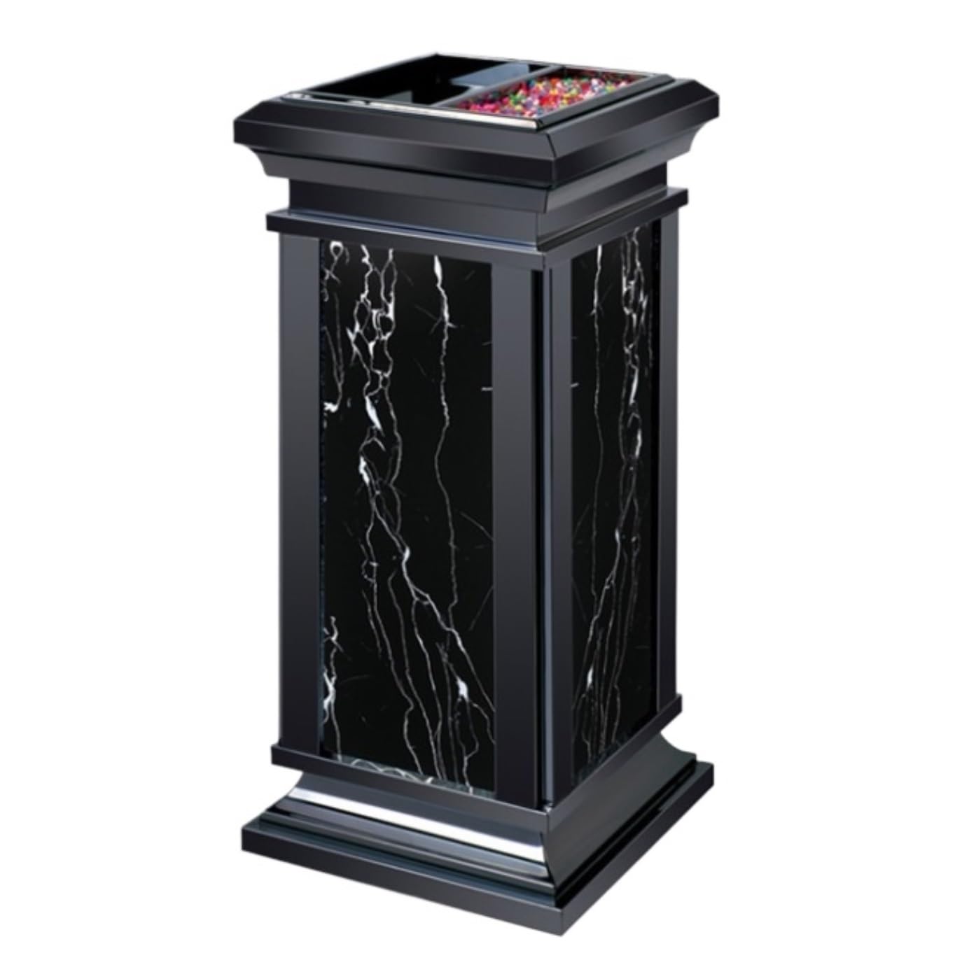 Organizador de Basura al Aire Libre Cubo De Basura Para Exteriores, De Acero Inoxidable, Con Tapa Abierta, Para Reciclaje De Residuos Metálicos Reciclaje Interior Exterior(C)