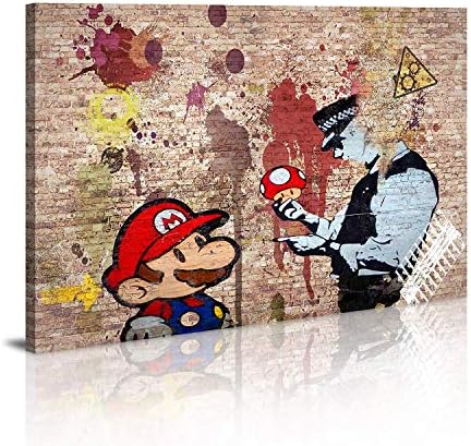 Canvas wallart Framed Wall Art Banksy Art Wall Art for Bedroom Artwork Colorful Figure Street Graffiti Wall Decor Pics for Living Room Decor Ready to Hang (12inchx16inch, abstract)