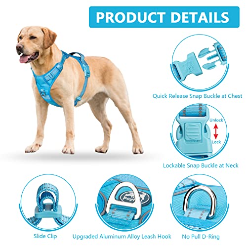 Poypet No Pull Dog Harness, No Choke Reflective Dog Vest, Adjustable Pet Harnesses With Easy Control Padded Handle For Small Medium Large Dogs(Blue,M) #TOP7