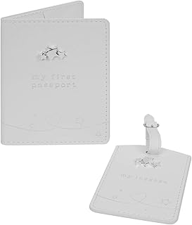 Widdle Gifts Ltd Baby My First Passport Cover and Luggage Tag Set with Stars 1224