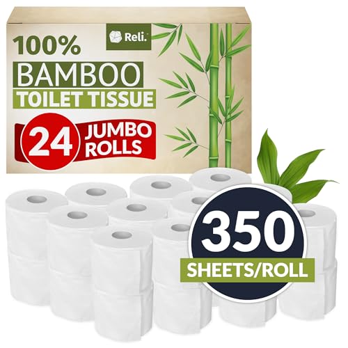 Reli. Bamboo Toilet Paper (24 Jumbo Rolls) | Bathroom Tissue