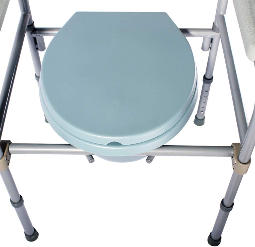モバイル ベッドサイド便器シート 多機能 折り畳み バストイレチェア 安全スチールフレーム付き 高さ調整可能 バスルームサポート 高