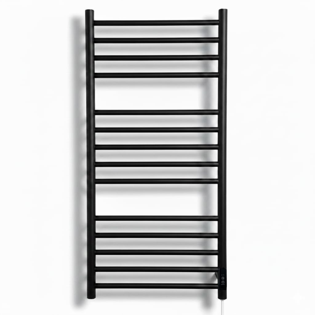 Manissa Siena Black Electric Heated Towel Rail 500mm W x 1000mm H
