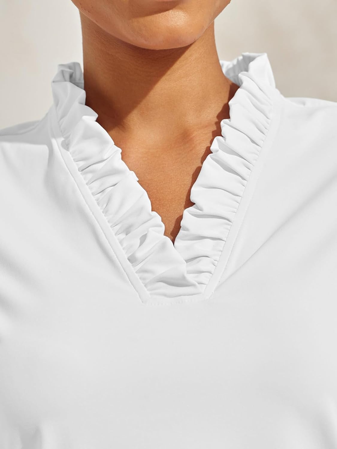 ACEGOLFS Womens Golf Polo Shirts Casual Ruffle V Neck Long Sleeve Tops for Women UPF 50+ Rash Guard Ladies Pullover Shirt - Image 4