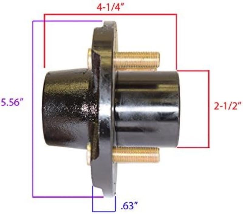 RIGID HITCH INCORPORATED Trailer Hub Kit (BT-150EZ-PR) 5 Bolt on 4-1/2 Inch Circle with 1 inch I.D. Bearings - One Pair