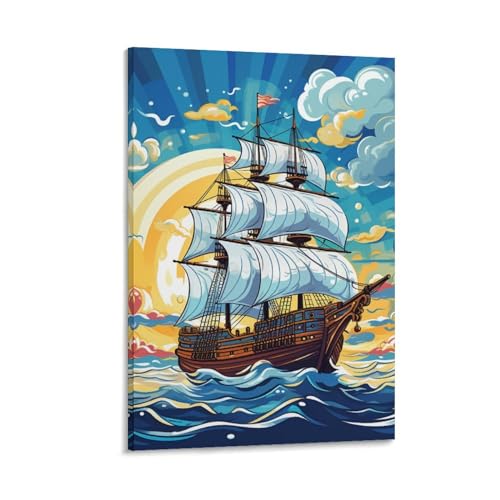 Toile voilier tableau impression moderne grand format 50x75cm pour art mural salon