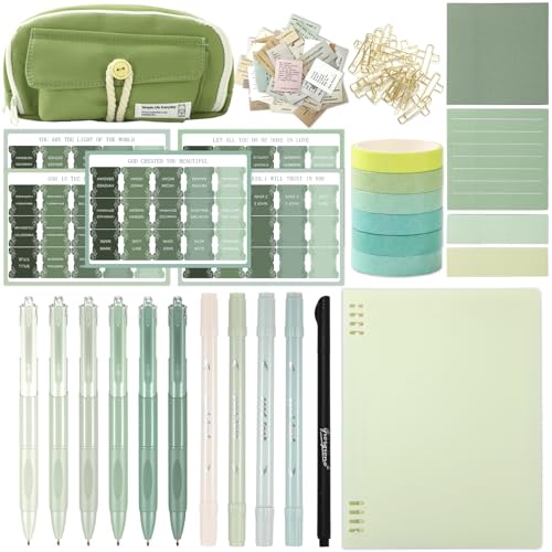 JarThena Bible Study Journaling Kit with Tabs, Highlighter, Notebook, Pen Case - Bible Study Essentials for Women Students