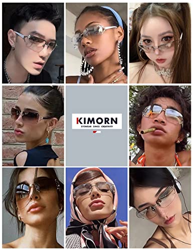 kimorn Rectangle Sunglasses for Women Men Stylish Rimless Frameless Trendy Retro Sun Glasses 90’s Vintage Square Frame K13142