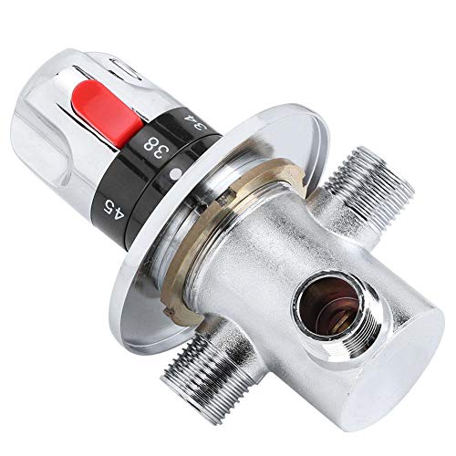 1 Pièces Vanne Thermostatique, Laiton Massif G1 / 2 Filetage Eau Chaude/Froide Vanne de Robinet de Contrôle de Température, 38 Bouton de Protection de Sécurité, pour Chauffe-Eau, Système de Douche - Image 8