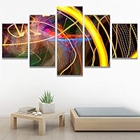 SIGNWIN 5 Panel Canvas Wall Art Abstract Brushstroke Closeup Digital Art Modern Artwork for Home Decorations Ready to Hang - 60