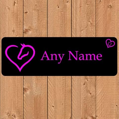 Personalised Black And Pink Horse Name Plate Cover