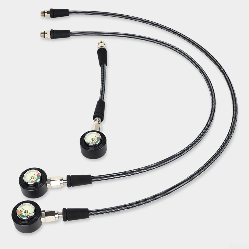 Manometro per immersioni subacquee con tubo in fibra di carbonio, luminoso, rotazione a 360 gradi, filettatura 7/16-20UNF per serbatoio subacqueo (65 cm)