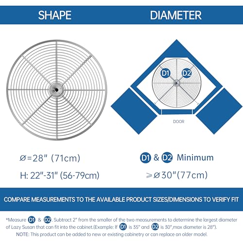 Jowboow 28 Inch Lazy Susan Turntable For Cabinet thumb #3