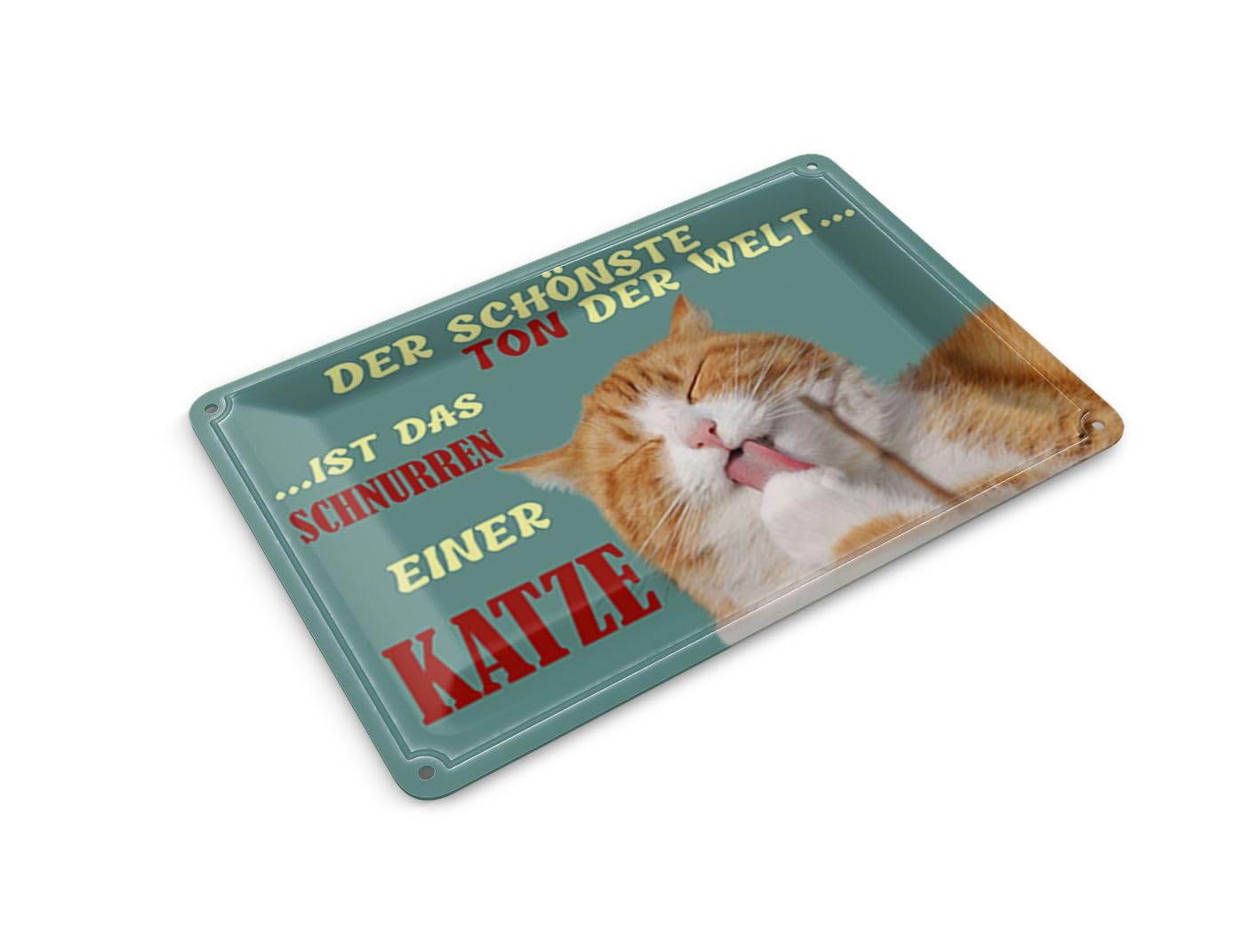 Femer Tin Postcard Saying 14 x 10 cm Schönste Ton ist Katzenschnurren Decorative Sign