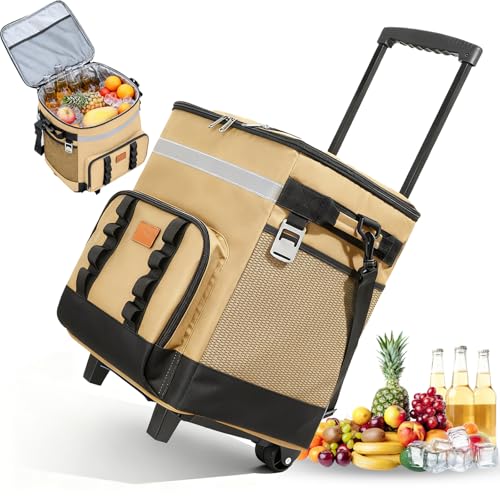 El Mejor Listado de Neveras favoritos de las personas. 49 YUEGVC Hielera con Ruedas, Nevera Portátil de Grande Capacidad, Capacidad de 35L, Enfriador Plegable Hielera Portatil con Mango, Impermeable Y a Prueba de Fugas, para Camping,...